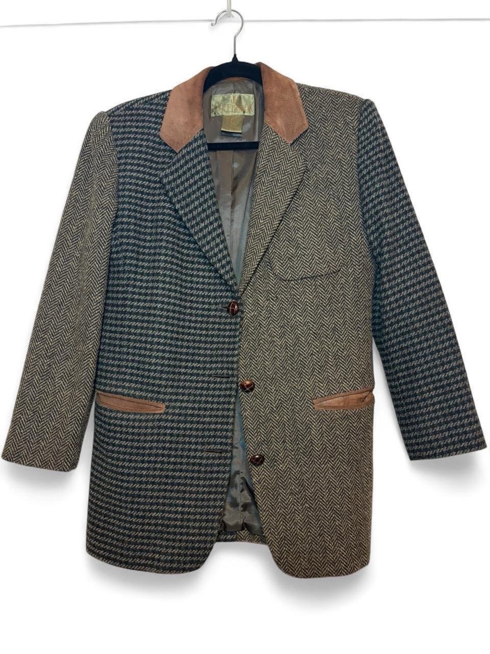 JL Colebrook Women’s Vintage Wool & Polyester Herringbone/Tweed Blazer
